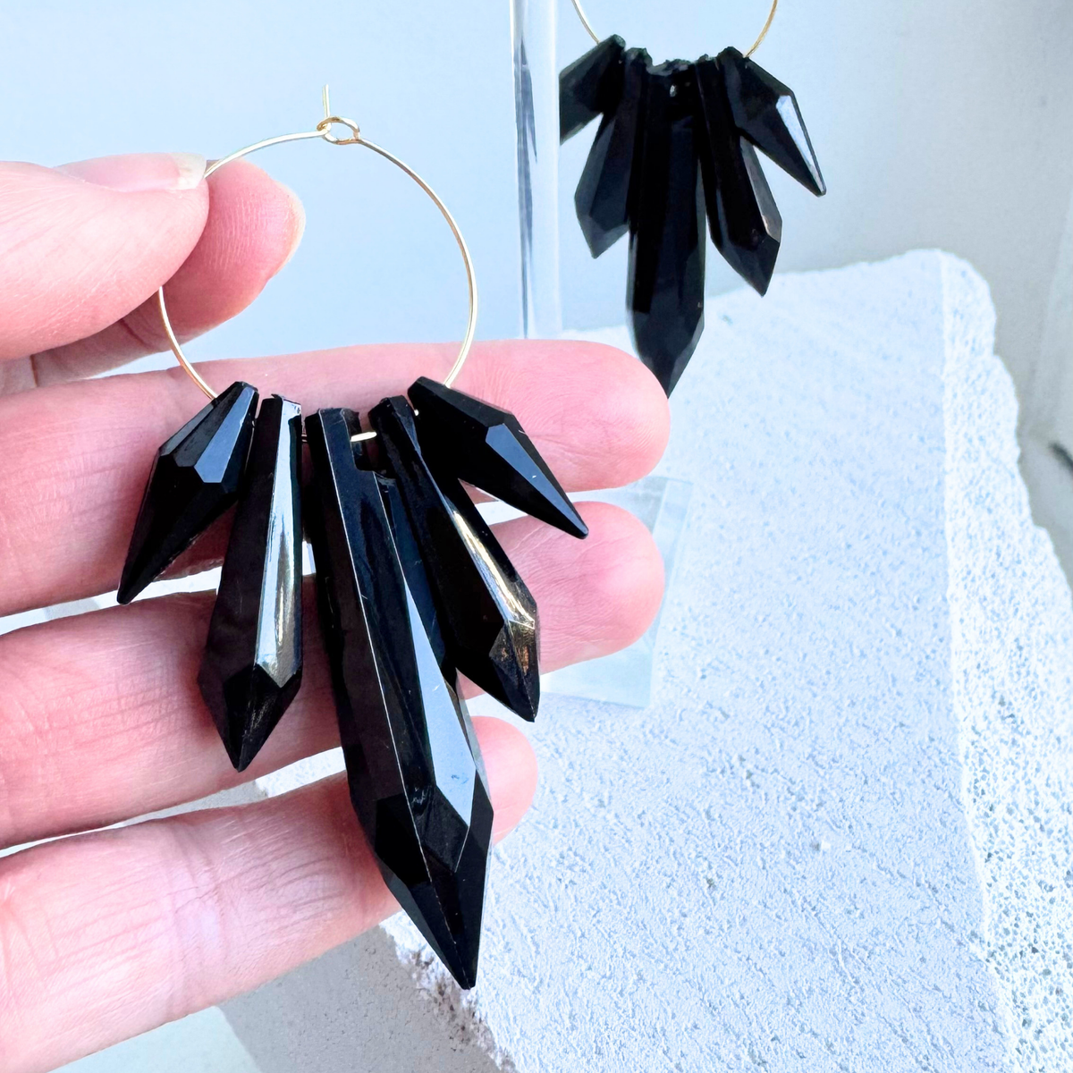 Sort Diamant Hoops