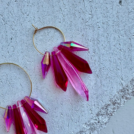 Pink ombre Hoops – Spidse akrylperler i pink ombre