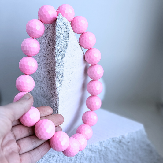 Pink facetteret Akryl Halskæde - Solid Serien - BIYAcolour