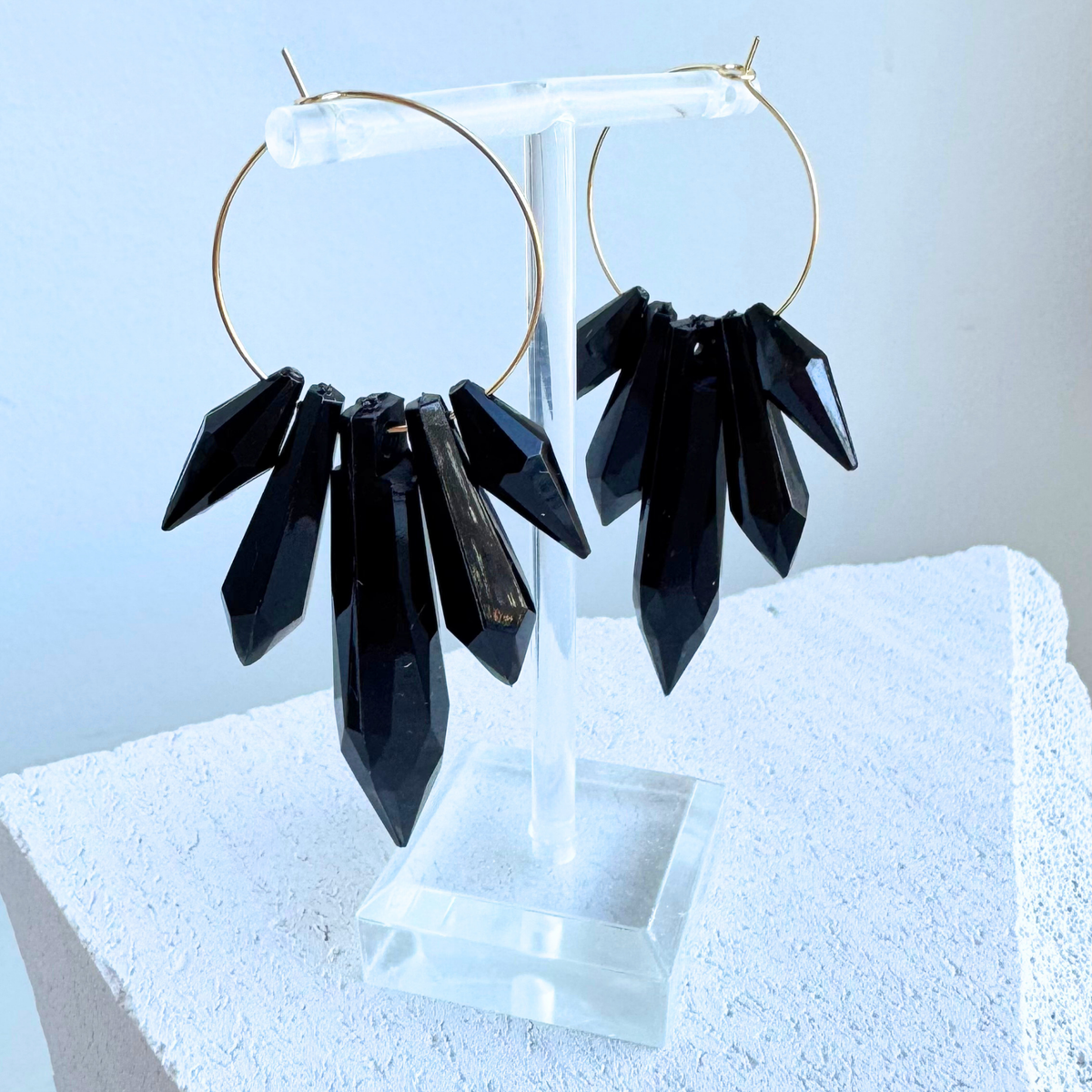 Sort Diamant Hoops